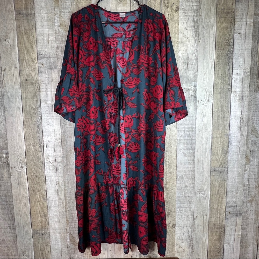 Unbranded Coverup Overpiece Kaftan Short Bell Sleeves with Rope Tie Styl…